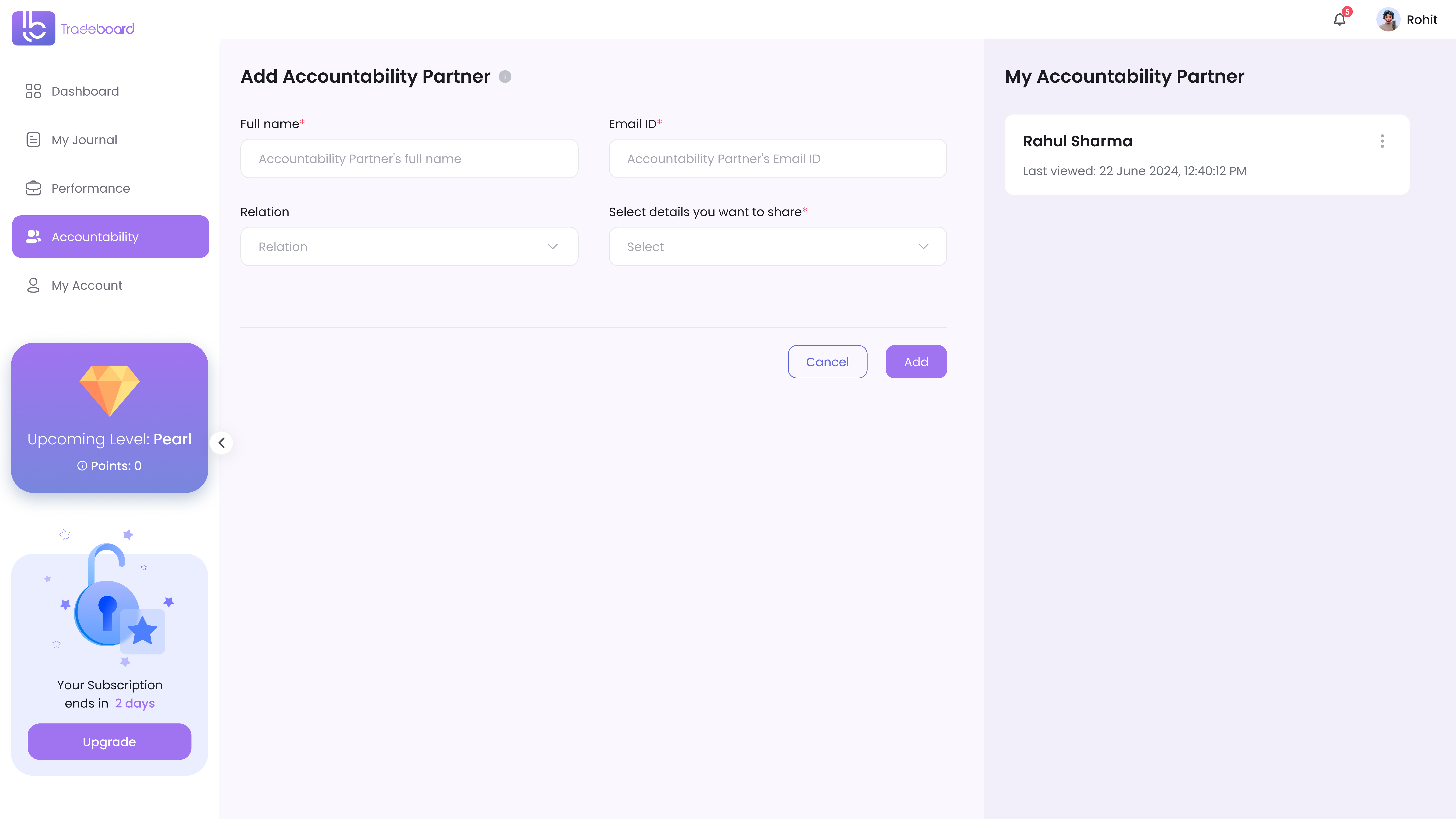 Add Accountability Partner UI
